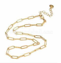 Roestvrij staal paperclip ketting, 18k goldplated, 41cm + verlengketting