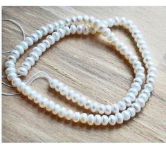 Snoer AA kwaliteit zoetwater rondel parels cultive zacht creme wit, 5-6mm