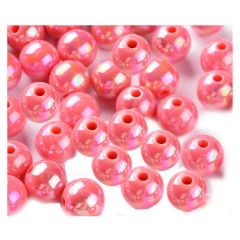 Acryl kralen donker roze met AB color 10mm, 35 stuks.