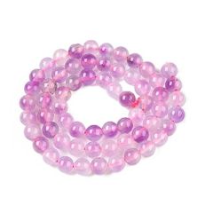 Snoer lila-roze 6mm jade kralen, 47-50 stuks.