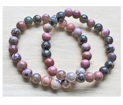 Armband Rhodoniet kralen 8mm, 19-20cm