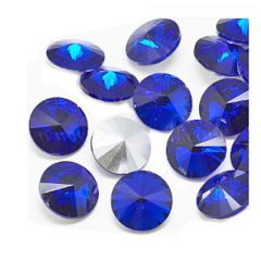 Cabochon Rivoli puntsteen saffierblauw 12mm. Per stuk.