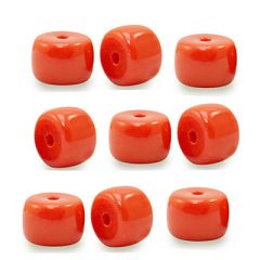 Snoer rondel glaskralen 6x4mm, zacht rood-oranje. 50 stuks per snoer.