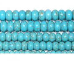 Kraal rondel Turkoois blauw 8x4mm. Per 10 stuks.