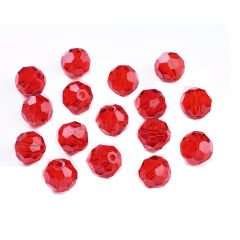 Zakje facetgeslepen AAA kwaliteit kristal kralen 6mm rood, per 5 stuks.
