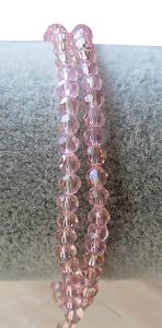 Snoer glaskraal facetgeslepen roze transparant 4mm met parelglans