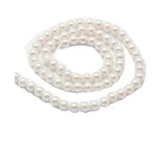 Snoer shell parels A-kwaliteit zacht wit 6mm,  AA kwaliteit.