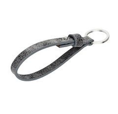 Sleutelhanger kunstleer zwart/grijs