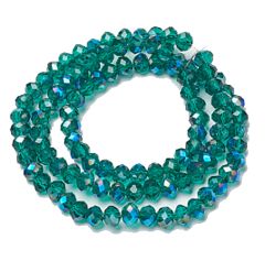 Snoer smaragd groene rondel kralen 6x5mm met deels blauwe plating, 50 kralen