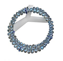Armband memory wire facetgeslepen blauwe glaskralen 6x4mm