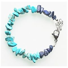 Armband  splitkralen turkoois kleur met Lapis Lazuli