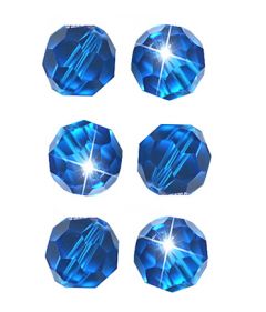 Zakje facetgeslepen kristalkralen AAA kwaliteit 8mm,  midden blauw, 10 stuks