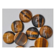 Cabochon / plaksteen Tijgeroog rond 16x6mm. Per stuk.