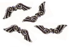 Metalen kraal Vleugels, 9x19x3mm. Per 5 stuks.