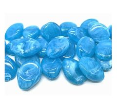 Acryl druppelkraal 25x19mm, imitatie edelsteen, helder blauw