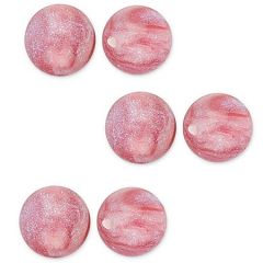 Acryl kralen 12mm imitatie edelsteen, roze-rood gemarmerd met glitter. Per 5 stuks.