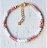 Armband 4mm Miyuki rocaille kralen in wit, roze alabaster en goudkleur