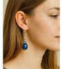 Oorbellen Lapis Lazuli Druppel, hoog kralenkapje