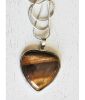 Ketting met tijgeroog harthanger 36x31mm aan verzilverde ketting
