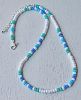 Ketting 4mm Miyuki kralen, wit, blauw en groen turkoois, 44cm