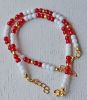 Armband rode en witte 4mm rocaille kralen