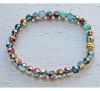 Armband 6mm facetgeslepen amazoniet kleur kralen, half rainbow plated 