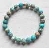 Armband Jaspis 8mm zee sediment kralen turkoois kleur, 19-20cm.