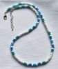 Ketting 4mm Miyuki kralen, wit, blauw en groen turkoois, 44cm