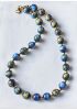 Ketting blauw gevlamde resin 12mm kralen