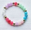 Armband 8mm acryl kralen veelkleurig, 18cm.