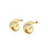 Gedraaide C-vormige roestvrij stalen goudplated stud oorbellen