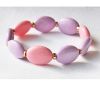 Armband grote ovalen kralen pastel lila en roze, 16-18cm
