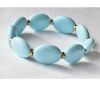 Armband grote ovalen pastel blauwe kralen,16-18cm