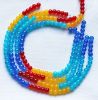Snoer gemengde kralen 6mm, blauw, geel en rood. Mix snoer 4. Per 50 stuks.