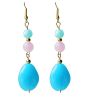 Lange oorbellen, blauw, roze en aqua