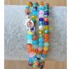 Wrap armband 4mm kleurige kralen, 75cm + verlengketting.