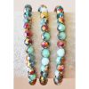 Armband 6mm facetgeslepen amazoniet kleur kralen, half rainbow plated 