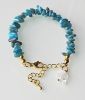 Armband Apatiet splitkralen met bergkristal hanger.