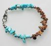 Armband Tijgeroog en turkooiskleur splitkralen, 20cm.