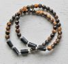 Armband Tijgeroog 6mm kralen met zwarte toermalijn, 19-20cm.