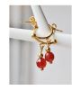 Goldplated rvs stud oorbellen met facetgeslepen agaat kraaltje