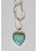 Ketting Aventurijn hart 36x31x7mm aan verzilverde ketting.