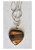 Ketting met tijgeroog harthanger 36x31mm aan verzilverde ketting