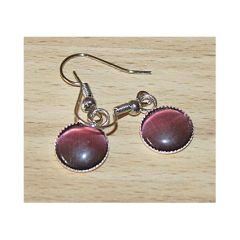 Oorbellen Cat eye donkere Amethist-rood 10mm