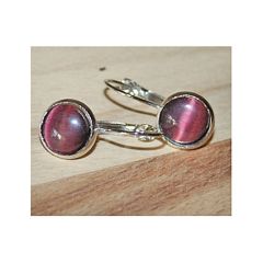 Set sluitbare oorbellen Cat eye  donker amethist-rood 10mm
