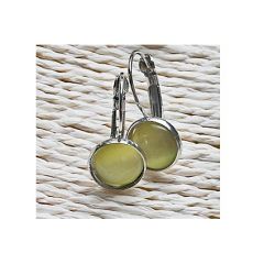 Set sluitbare oorbellen Cat eye geel-groen 10mm.