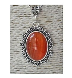 Ketting met rood-oranje carneool hanger