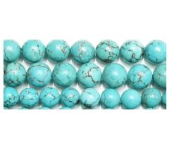 Zakje 8mm howliet blauwe turkoois kleur kralen, 24 stuks.
