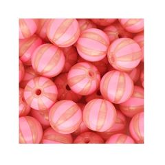 Acryl kralen 12mm met koraal-perzik kleur strepen, 4 stuks