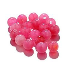 Acryl kralen 6mm, imitatie edelsteen, cerise-wit gemarmerd, 97-100 stuks
